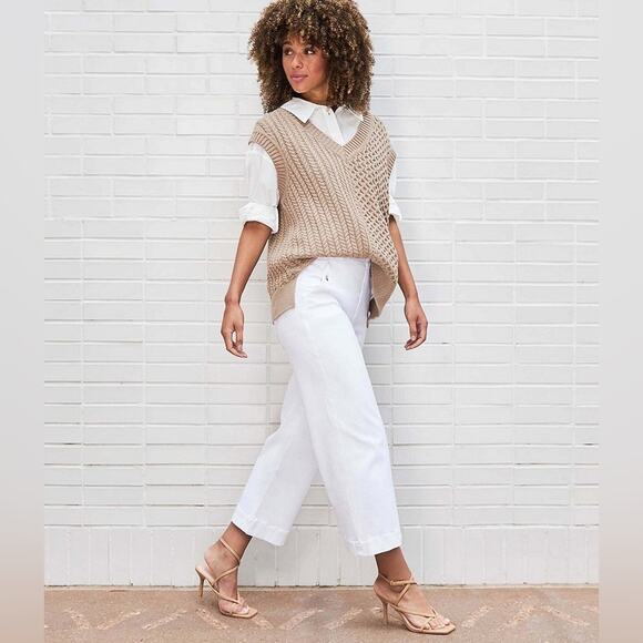 SPANX Stretch Twill Cropped Wide Leg Pants White XL - Picture 1 of 13